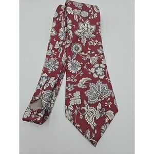 Vintage Christian Dior Tie Silk Paisley Floral Maroon And Blue Made in‎ USA